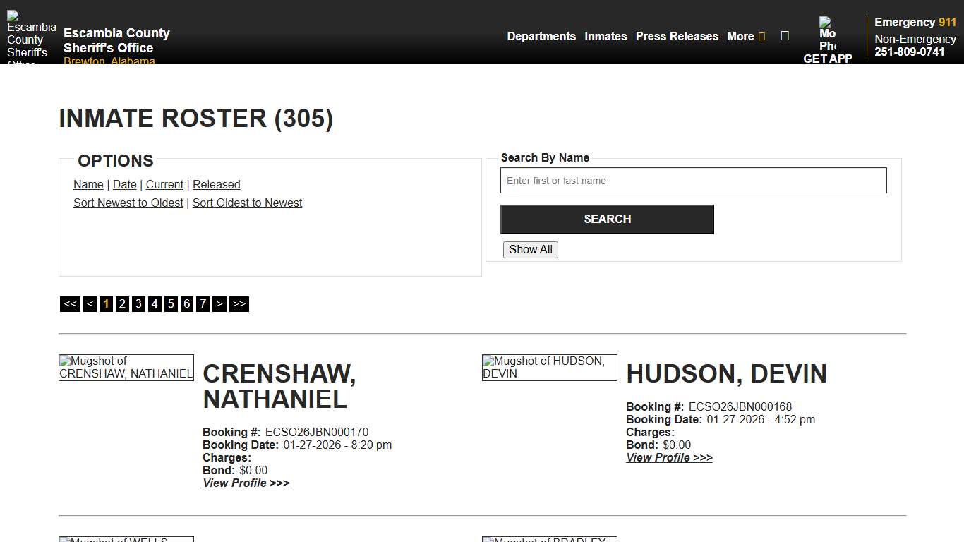 Inmate Roster - Current Inmates Booking Date Descending - Escambia County Sheriff, AL